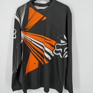 Fox Racing Mens Long Sleeve Motocross Jersey Shirt Black Orange XL Y2K